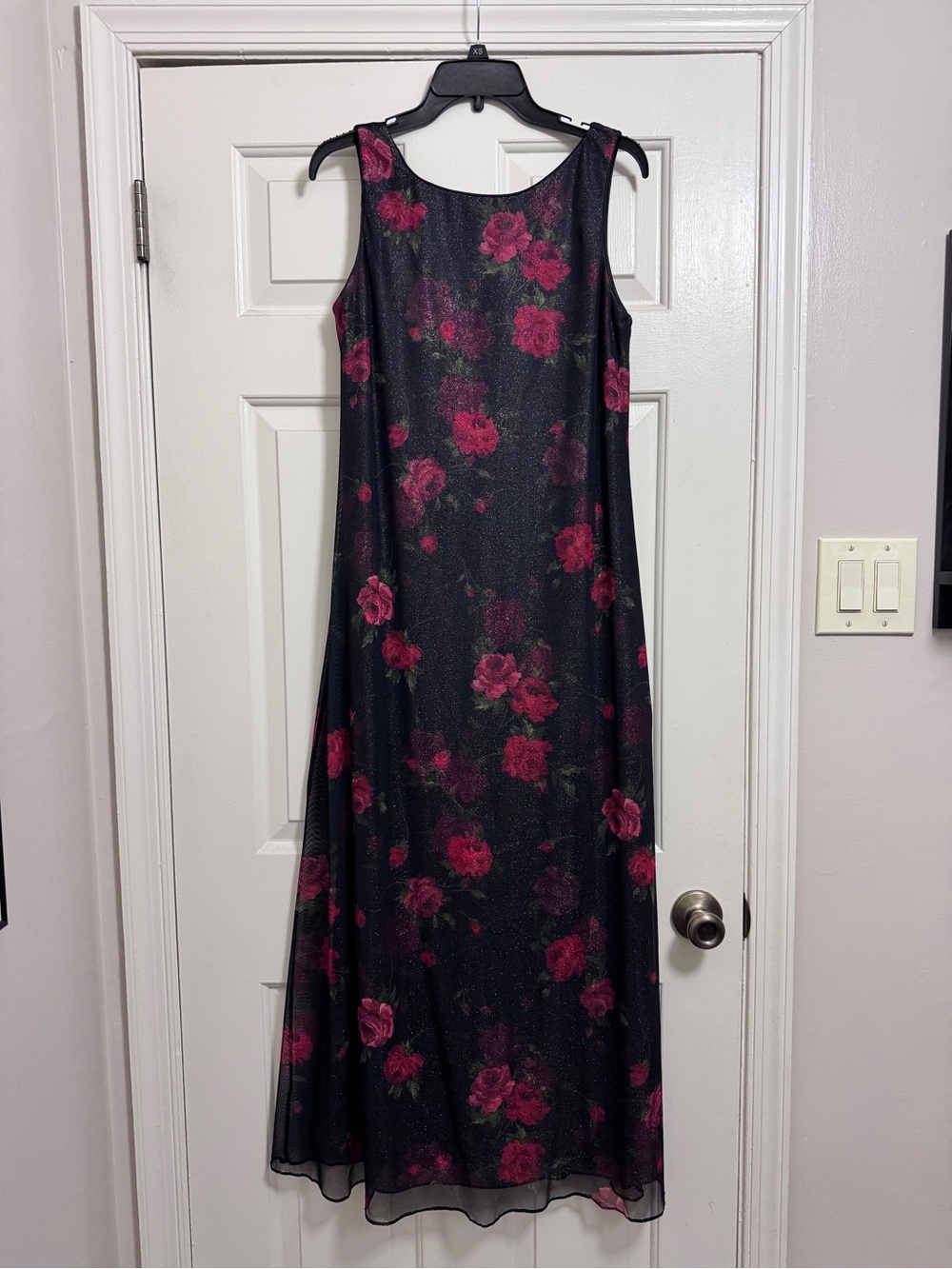 Teddi Black Maxi Dress Rose Floral Print